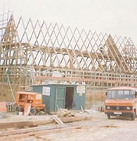 Dachkonstruktion im Rohbau